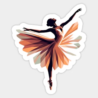 Beautiful ballerina in a colorful floral dress, tiptoe dance, Vector illustration, ballet dance performer Sticker